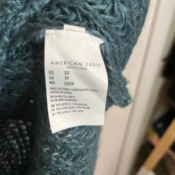 American Eagle Dark Forrest Emerald Green Slouchy Crew‎ Neck Sweater Size XS - Picture 4 of 6